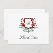 Rood & Groen Klassieke Kerst Crest Bedankkaart (Voorkant / Achterkant)