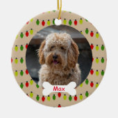 Rood Groen Lampjes Custom Pet Puppy Dog Foto Keramisch Ornament (Voorkant)