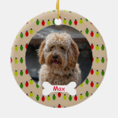 Rood Groen Lampjes Custom Pet Puppy Dog Foto Keramisch Ornament (Achterkant)
