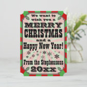 Rood Groen  Land Kerstmis Wenskaart Feestdagenkaart (Staand voorkant)