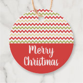 Rood, Groen, & Licht Goud Kerst ZigZag Gift Label (Voorkant)