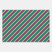 Rood Groen Lijnen Zig Zag Strepen Kerstcadeau Inpakpapier Vel (Voorkant 3)