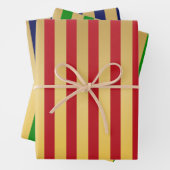 Rood Groen Marine Blauw Goud Strepen Patroon Inpakpapier Vel (In situ)