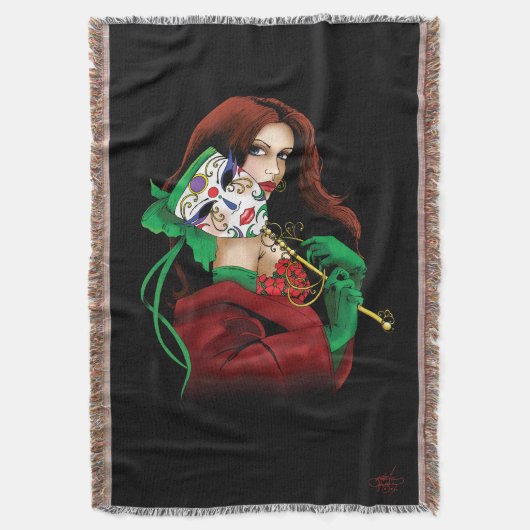 Rood Groen Masquerade Venetiaans Deken (Voorkant Verticaal)