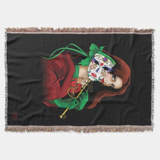 Rood Groen Masquerade Venetiaans Deken (Voorkant)