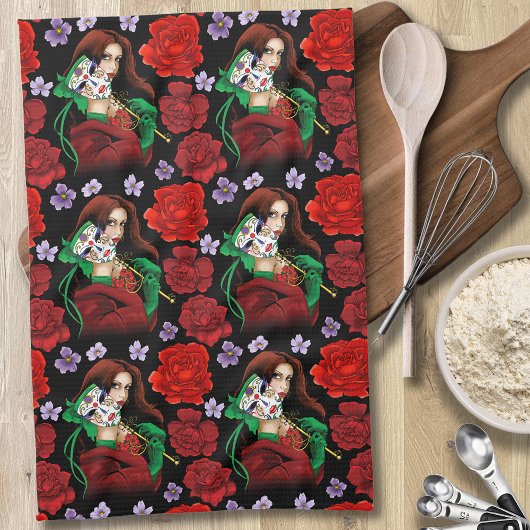 Rood Groen Masquerade Venetiaans Theedoek