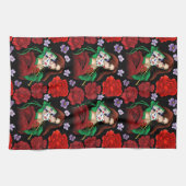 Rood Groen Masquerade Venetiaans Theedoek (Horizontaal)