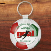 Rood Groen Meisjes Voetbal Doel Team Sportgeschenk Sleutelhanger (Voorkant)