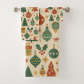 Rood Groen Mid Century Modern Holiday Bad Handdoek (Insitu)