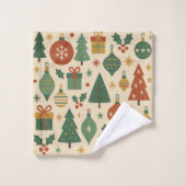 Rood Groen Mid Century Modern Holiday Bad Handdoek (Wasdoekje)