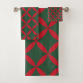 Rood Groen Mid Century Modern Holiday Bad Handdoek (Insitu)