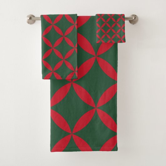Rood Groen Mid Century Modern Holiday Bad Handdoek (Insitu)