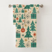 Rood Groen Mid Century Modern Holiday Bad Handdoek (Insitu)