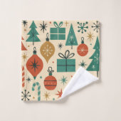 Rood Groen Mid Century Modern Holiday Bad Handdoek (Wasdoekje)