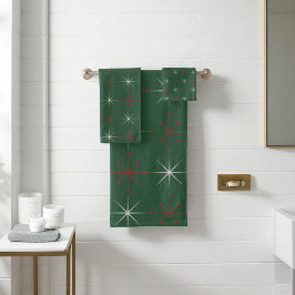 Rood Groen Mid Century Modern Holiday Bad Handdoek