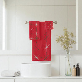 Rood Groen Mid Century Modern Holiday Bad Handdoek