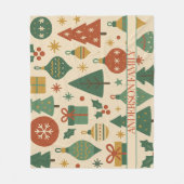 Rood Groen Mid Century Modern Holiday Fleece Deken (Voorkant)