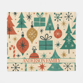 Rood Groen Mid Century Modern Holiday Fleece Deken