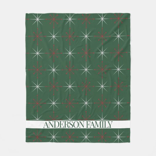 Rood Groen Mid Century Modern Holiday Fleece Deken (Voorkant)