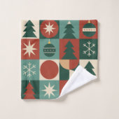 Rood Groen Midden Eeuw Moderne Geruite Vakantie Bad Handdoek (Wasdoekje)