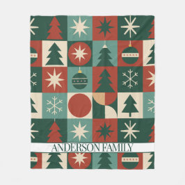 Rood Groen Midden Eeuw Moderne Geruite Vakantie Fleece Deken