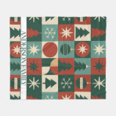 Rood Groen Midden Eeuw Moderne Geruite Vakantie Fleece Deken (Voorkant (Horizontaal))