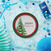 Rood Groen Minimalistisch Vrolijk Kerstfeest Papieren Bordje (Feest)