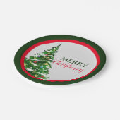 Rood Groen Minimalistisch Vrolijk Kerstfeest Papieren Bordje (Gekanteld)
