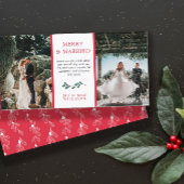 Rood Groen Mistletoe Merry Married Christmas Dank Bedankkaart