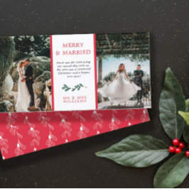 Rood Groen Mistletoe Merry Married Christmas Dank Bedankkaart