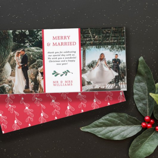 Rood Groen Mistletoe Merry Married Christmas Dank Bedankkaart