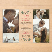 Rood Groen Mistletoe Vrolijk Getrouwd Kerstmis Acryl Uitnodigingen (Voorkant)