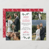 Rood Groen Mistletoe Vrolijk Getrouwd Kerstmis Bedankkaart (Voorkant / Achterkant)