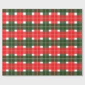 Rood Groen Modern Tartan Kerstpatroon Cadeaupapier (Vlak)