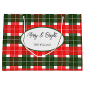 Rood Groen Modern Tartan Kerstpatroon Groot Cadeauzakje (Voorkant)