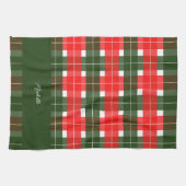 Rood Groen Modern Tartan Kerstpatroon Theedoek (Horizontaal)