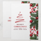 Rood Groen Modern Vrolijk Kerstfeest Feestdagenkaart (Voorkant / Achterkant)