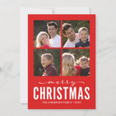 Rood Groen Modern Vrolijk Kerstmis Fotocollage Feestdagenkaart (Voorkant)