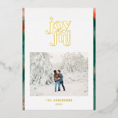 Rood + groen moderne abstracte vrolijke foto  folie feestdagenkaart (Voorkant)