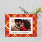 Rood Groen Moderne Kalligrafie Kerst Goud Plakken Folie Feestdagenkaart (Staand Voorkant)