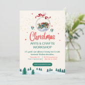 Rood Groen Moderne Kerst Ambachten Workshop Kaart (Staand voorkant)