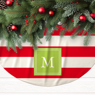 Rood & Groen Monogram Gestreept   Boomrok Kerstboom Rok