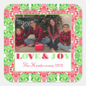 Rood & Groen Mozaïek Foto Vierkante Sticker (Voorkant)