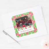 Rood & Groen Mozaïek Foto Vierkante Sticker (Envelop)