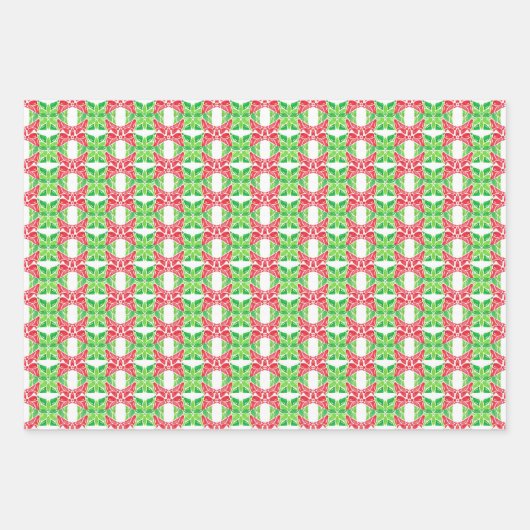 Rood & Groen Mozaïek Verpakkingsdocument Inpakpapier Vel (Voorkant 3)