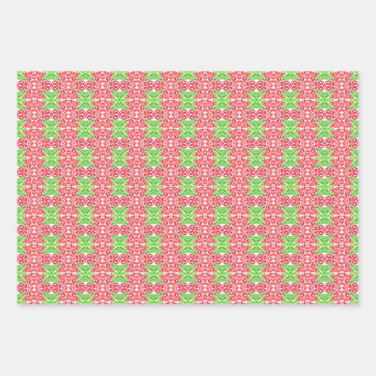 Rood & Groen Mozaïek Verpakkingsdocument Inpakpapier Vel (Voorkant 2)