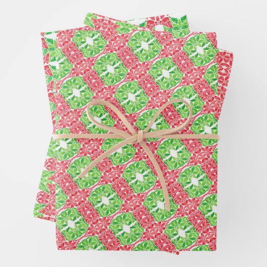 Rood & Groen Mozaïek Verpakkingsdocument Inpakpapier Vel (In situ)