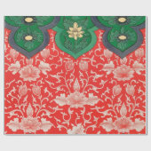 Rood & Groen Mystic Lotus Aziatisch Abstract Cadeaupapier (Vlak)
