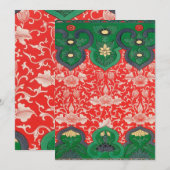 Rood & Groen Mystic Lotus Aziatisch Abstract Feestdagenkaart (Voorkant / Achterkant)