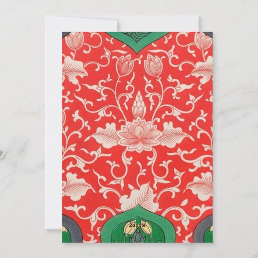 Rood & Groen Mystic Lotus Aziatisch Abstract Feestdagenkaart (Achterkant)